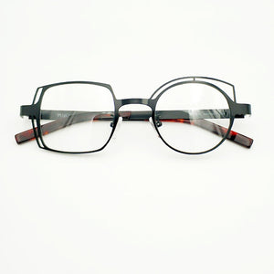 Retro black asymmetric round and square frames female and male myopia optical prescription glasses, stainless steel frame, asymm