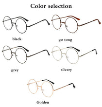 Load image into Gallery viewer, Retro-classic transparent lens metal frame men and women circular reading glasses  retro-personality college style