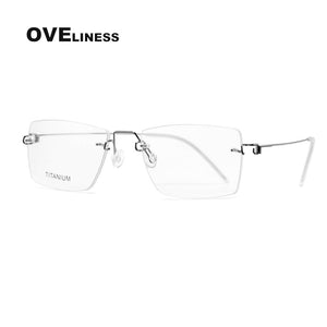 Retro eyeglasses frames Titanium eye rimless glasses frame men women 2023 Optical Myopia Prescription glasses eyewear