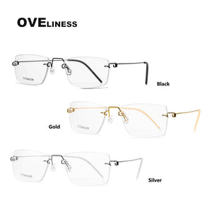 Retro eyeglasses frames Titanium eye rimless glasses frame men women 2023 Optical Myopia Prescription glasses eyewear