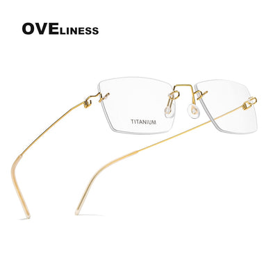 Retro eyeglasses frames Titanium eye rimless glasses frame men women 2023 Optical Myopia Prescription glasses eyewear