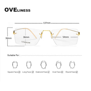 Retro eyeglasses frames Titanium eye rimless glasses frame men women 2023 Optical Myopia Prescription glasses eyewear