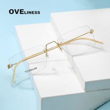 Load image into Gallery viewer, Retro eyeglasses frames Titanium eye rimless glasses frame men women 2023 Optical Myopia Prescription glasses eyewear