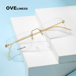 Retro eyeglasses frames Titanium eye rimless glasses frame men women 2023 Optical Myopia Prescription glasses eyewear