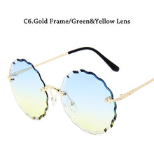 Load image into Gallery viewer, Retro flower-shaped Gradient Shades for women&#39;s sunglasses stylish rimless edge-cut lenses