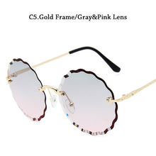 Load image into Gallery viewer, Retro flower-shaped Gradient Shades for women&#39;s sunglasses stylish rimless edge-cut lenses
