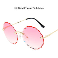 Load image into Gallery viewer, Retro flower-shaped Gradient Shades for women&#39;s sunglasses stylish rimless edge-cut lenses