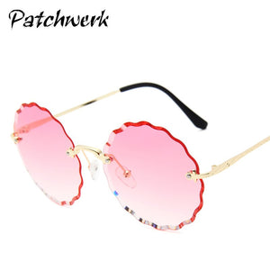 Retro flower-shaped Gradient Shades for women's sunglasses stylish rimless edge-cut lenses