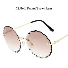 Load image into Gallery viewer, Retro flower-shaped Gradient Shades for women&#39;s sunglasses stylish rimless edge-cut lenses