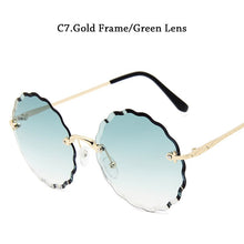 Load image into Gallery viewer, Retro flower-shaped Gradient Shades for women&#39;s sunglasses stylish rimless edge-cut lenses