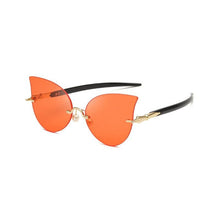 Load image into Gallery viewer, Retro frameless men sunglasses cat eye metal cross - border sunglasses female American hipster ocean sunglasses glasses