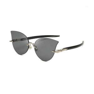 Retro frameless men sunglasses cat eye metal cross - border sunglasses female American hipster ocean sunglasses glasses