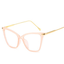 Load image into Gallery viewer, Retro glasses frame women cat eye eyeglasses Large transparent clear eye glasses frames for women  metal leg