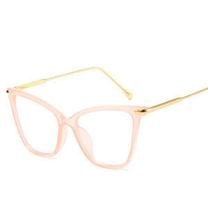 Retro glasses frame women cat eye eyeglasses Large transparent clear eye glasses frames for women  metal leg