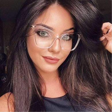 Retro glasses frame women cat eye eyeglasses Large transparent clear eye glasses frames for women  metal leg