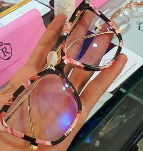 Retro glasses frame women cat eye eyeglasses Large transparent clear eye glasses frames for women  metal leg