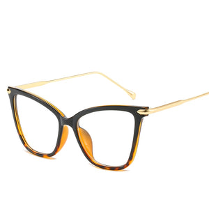 Retro glasses frame women cat eye eyeglasses Large transparent clear eye glasses frames for women  metal leg