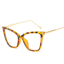 Load image into Gallery viewer, Retro glasses frame women cat eye eyeglasses Large transparent clear eye glasses frames for women  metal leg