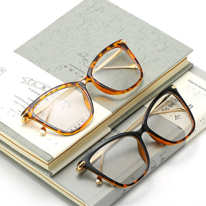 Retro glasses frame women cat eye eyeglasses Large transparent clear eye glasses frames for women  metal leg