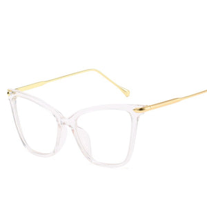 Retro glasses frame women cat eye eyeglasses Large transparent clear eye glasses frames for women  metal leg
