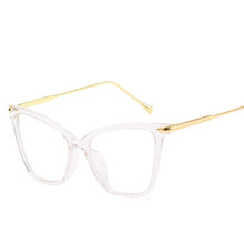 Load image into Gallery viewer, Retro glasses frame women cat eye eyeglasses Large transparent clear eye glasses frames for women  metal leg
