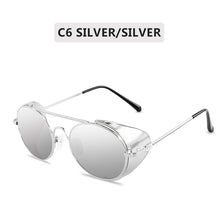 Load image into Gallery viewer, Retro gothic Steampunk Style Round Metal Frame Sunglasses Men Women  Brand Designer Shields Lens Sun Glasses Gafas de Sol