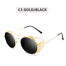 Load image into Gallery viewer, Retro gothic Steampunk Style Round Metal Frame Sunglasses Men Women  Brand Designer Shields Lens Sun Glasses Gafas de Sol
