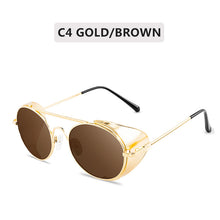 Load image into Gallery viewer, Retro gothic Steampunk Style Round Metal Frame Sunglasses Men Women  Brand Designer Shields Lens Sun Glasses Gafas de Sol