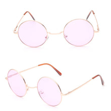 Carica l&#39;immagine nel visualizzatore di Gallery, Occhiali da sole rotondi retrò hippie Metal Lennon da donna Occhiali da sole rotondi con lenti colorate circolari con montatura in metallo Stile super hippie chic
