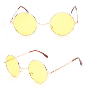 Occhiali da sole rotondi retrò hippie Metal Lennon da donna Occhiali da sole rotondi con lenti colorate circolari con montatura in metallo Stile super hippie chic