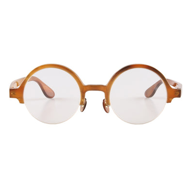 Retro round coffee brown color half frame real horn glasses spectacle eyeglasses eyewear frame men women polarized sunglasses