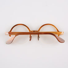 Load image into Gallery viewer, Retro round coffee brown color half frame real horn glasses spectacle eyeglasses eyewear frame men women polarized sunglasses