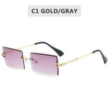 Carica l'immagine nel visualizzatore di Gallery, Retro small rectangle sunglasses women rimless square sun glasses for women 2022 summer style female uv400 green brown Oculos