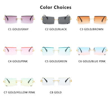 Carica l'immagine nel visualizzatore di Gallery, Retro small rectangle sunglasses women rimless square sun glasses for women 2022 summer style female uv400 green brown Oculos