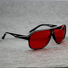 Load image into Gallery viewer, Retro square outdoor color mirror Designer  woman glasses Black frame white line inlaid uv400 sports sunglasses