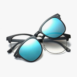Reven Jate 2218 Plastic Polarized Sunglasses Frame with Magnetic Super Light Mirror Coating Polarize Sunwear Clip-ons