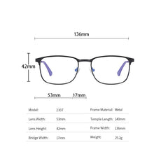 Load image into Gallery viewer, Reven Jate 2307 Full Rim Alloy Front Flexible Plastic TR-90 Temple Legs Optical Eyeglasses Frame for Men and Women Eyewear