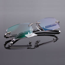 Load image into Gallery viewer, Reven Jate 58003 Pure Titanium Rimless Diamond Cutting Man Glasses Frame Optical Prescription Eyeglasses Men Eyewear Fashion