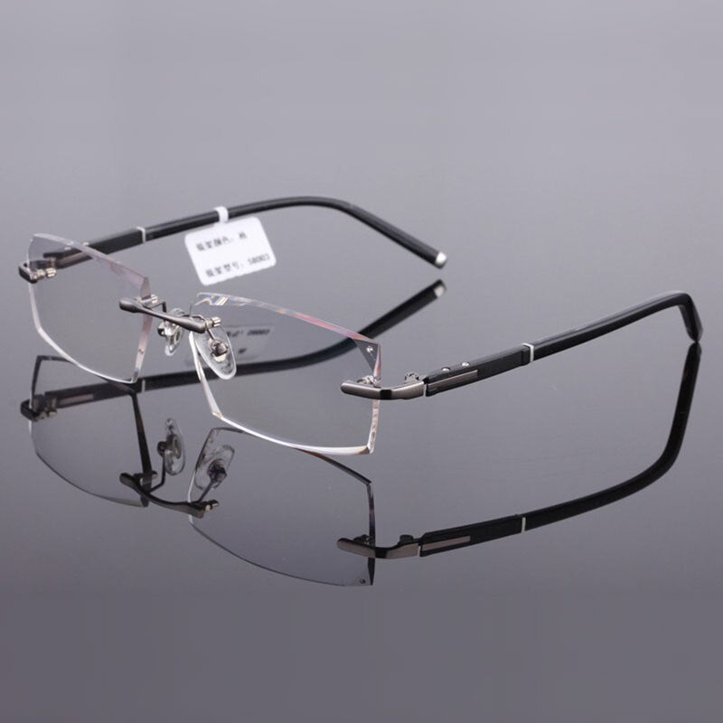 Reven Jate 58003 Pure Titanium Rimless Diamond Cutting Man Glasses Frame Optical Prescription Eyeglasses Men Eyewear Fashion
