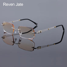 Load image into Gallery viewer, Reven Jate 58128 Pure Titanium Rimless Diamond Cutting Man Glasses Frame Optical Prescription Eyeglasses Men Eyewear Fashion