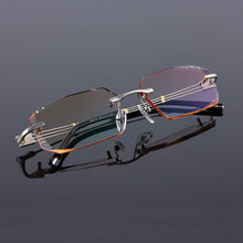Load image into Gallery viewer, Reven Jate 58128 Pure Titanium Rimless Diamond Cutting Man Glasses Frame Optical Prescription Eyeglasses Men Eyewear Fashion