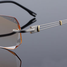 Load image into Gallery viewer, Reven Jate 58128 Pure Titanium Rimless Diamond Cutting Man Glasses Frame Optical Prescription Eyeglasses Men Eyewear Fashion
