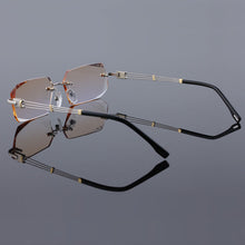 Load image into Gallery viewer, Reven Jate 58128 Pure Titanium Rimless Diamond Cutting Man Glasses Frame Optical Prescription Eyeglasses Men Eyewear Fashion