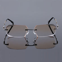 Load image into Gallery viewer, Reven Jate 58128 Pure Titanium Rimless Diamond Cutting Man Glasses Frame Optical Prescription Eyeglasses Men Eyewear Fashion