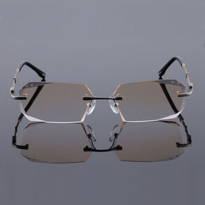 Reven Jate 58128 Pure Titanium Rimless Diamond Cutting Man Glasses Frame Optical Prescription Eyeglasses Men Eyewear Fashion