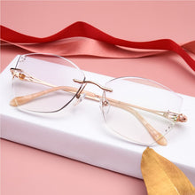 Load image into Gallery viewer, Reven Jate Alloy Rimless Diamond Cutting Woman Glasses Frame Optical Prescription Eyeglasses Woman Eyewear 98101