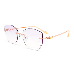 Reven Jate Alloy Rimless Diamond Cutting Woman Glasses Frame Optical Prescription Eyeglasses Woman Eyewear 98101