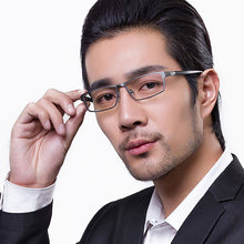 Load image into Gallery viewer, Reven Jate Cool Men Business Titanium Rim and Flexible TR-90 Temple Legs Optical Eyeglasses Frame for Successful Man