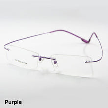 Carica l&#39;immagine nel visualizzatore di Gallery, Reven Jate Flexible Titanium Alloy Rimless Eyeglasses Frame for Optical Prescription Glasses Eyewear for Women and Men