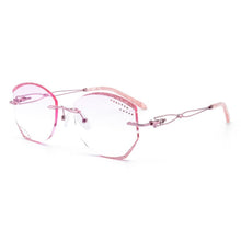 Load image into Gallery viewer, Reven Jate Titanium Rimless Diamond Cutting Woman Glasses Frame Optical Prescription Eyeglasses Woman Eyewear 1075